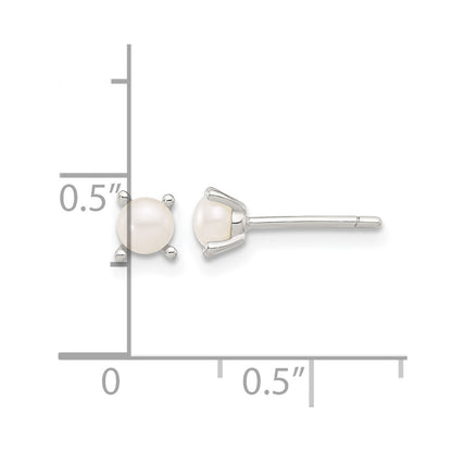 Sterling Silver E-Coating 4mm Fwc Pearl Post Earrings