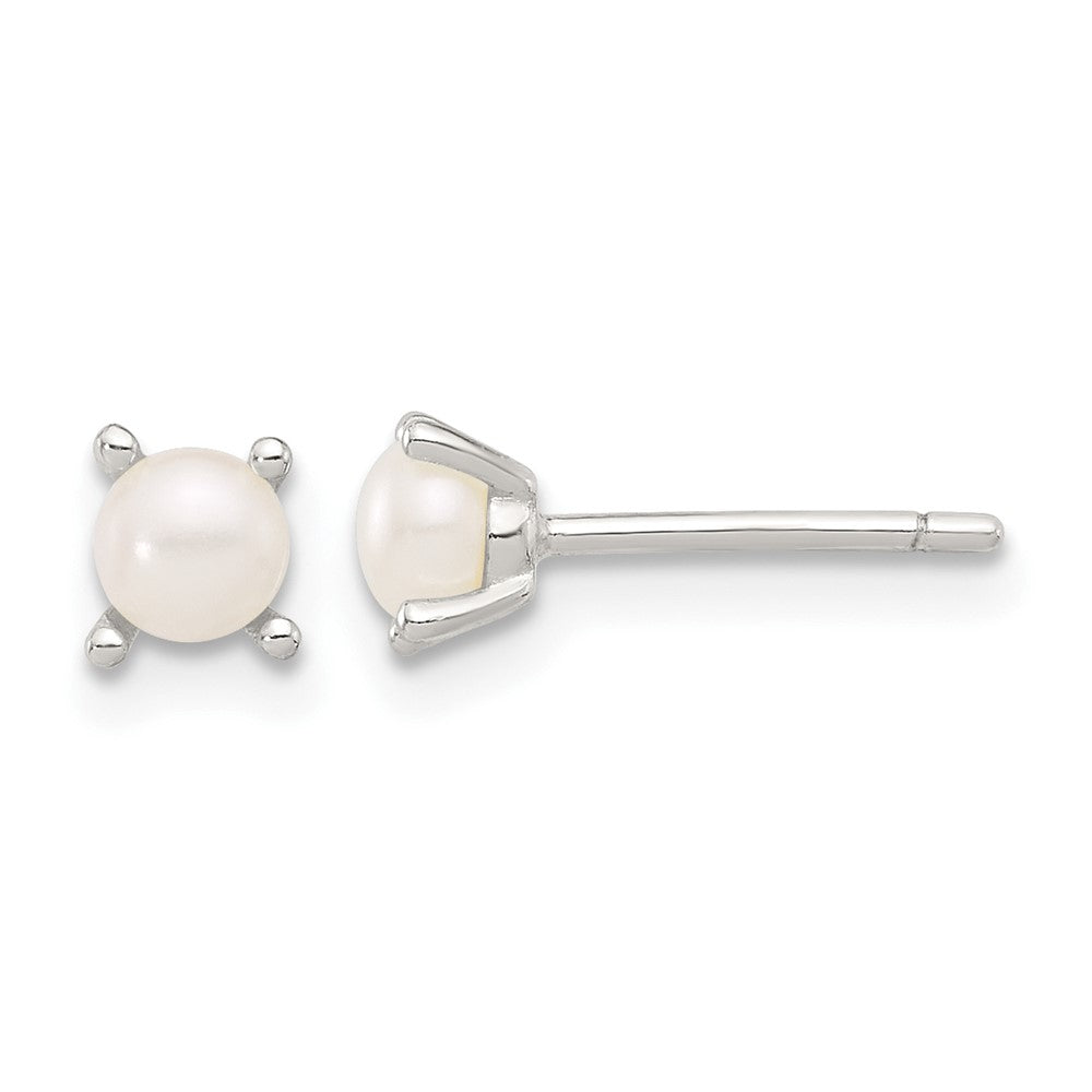 Sterling Silver E-Coating 4mm Fwc Pearl Post Earrings