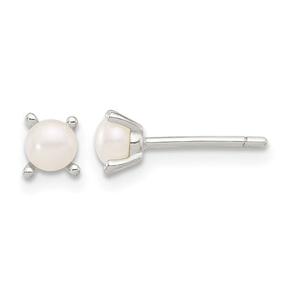 Sterling Silver E-Coating 4mm Fwc Pearl Post Earrings