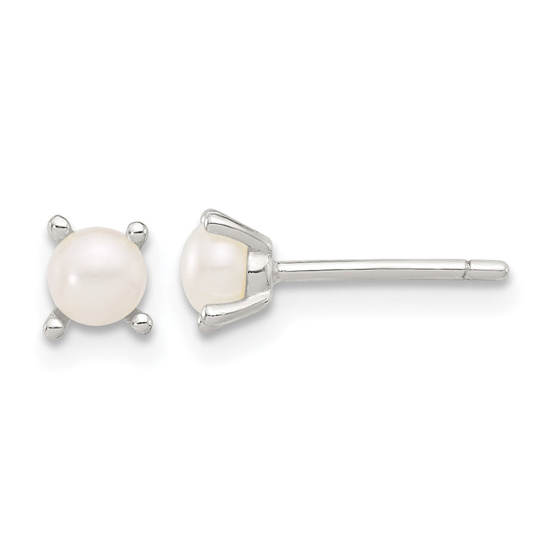 Sterling Silver E-Coating 4mm Fwc Pearl Post Earrings