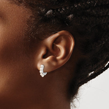 Sterling Silver Rhodium-Plated 2.5-3mm Fwc Pearl Hinged Hoop Earrings