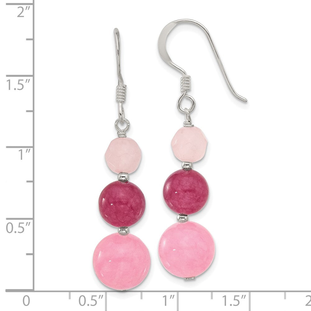 Sterling Silver Polished Pink/rose/strawberry Quartz Dangle Earrings