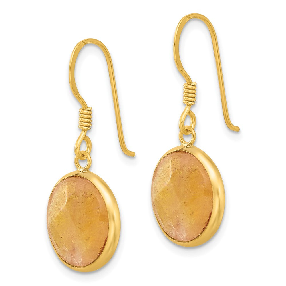 Sterling Silver Gold-Plated Polished Round Red Aventurine Dangle Earrings
