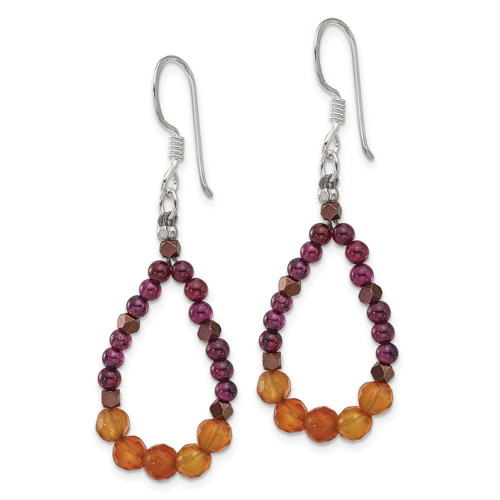 Sterling Silver Carnelian/garnet/hematite Teardrop Dangle Earrings