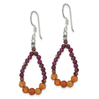Sterling Silver Carnelian/garnet/hematite Teardrop Dangle Earrings