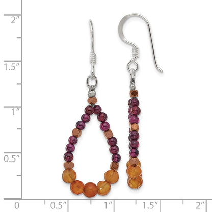 Sterling Silver Carnelian/garnet/hematite Teardrop Dangle Earrings