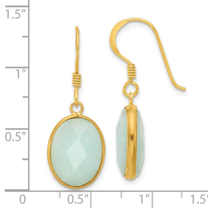 Sterling Silver Gold-Plated Polished Oval Amazonite Dangle Earrings