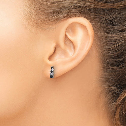 Sterling Silver Rhodium Plated Black Spinel/created White Sapphire Post Earrings