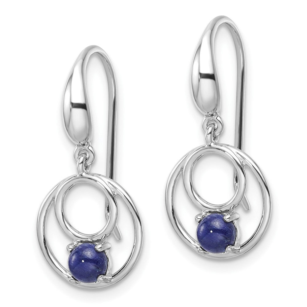 Sterling Silver Rhodium-Plated Polished Lapis Circles Dangle Earrings
