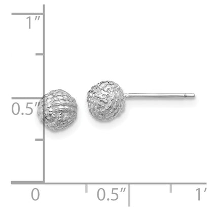 Sterling Silver Rhodium Plated Polished / Textured 6mm Love Knot Post Earrings