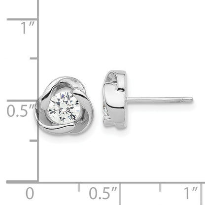 Sterling Silver Rhodium-Plated with CZ Love Knot Post Earrings