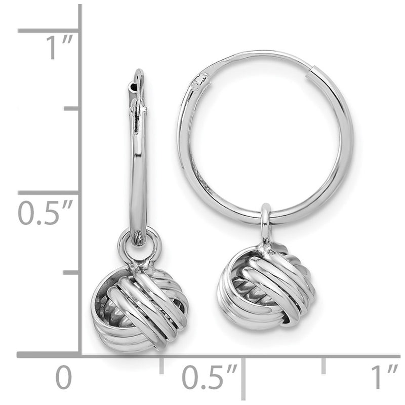 Sterling Silver Rhodium-Plated Love Knot Dangle Eternity Hoop Earrings