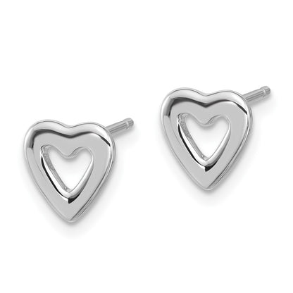 Sterling Silver Rhodium-Plated Open Heart Post Earrings