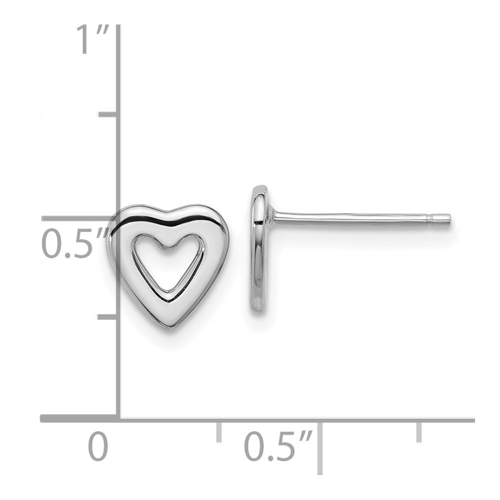 Sterling Silver Rhodium-Plated Open Heart Post Earrings