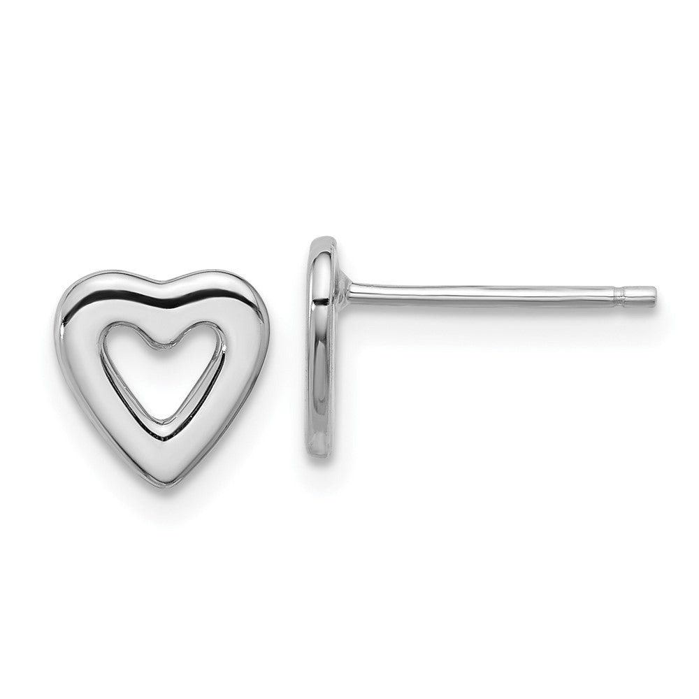 Sterling Silver Rhodium-Plated Open Heart Post Earrings