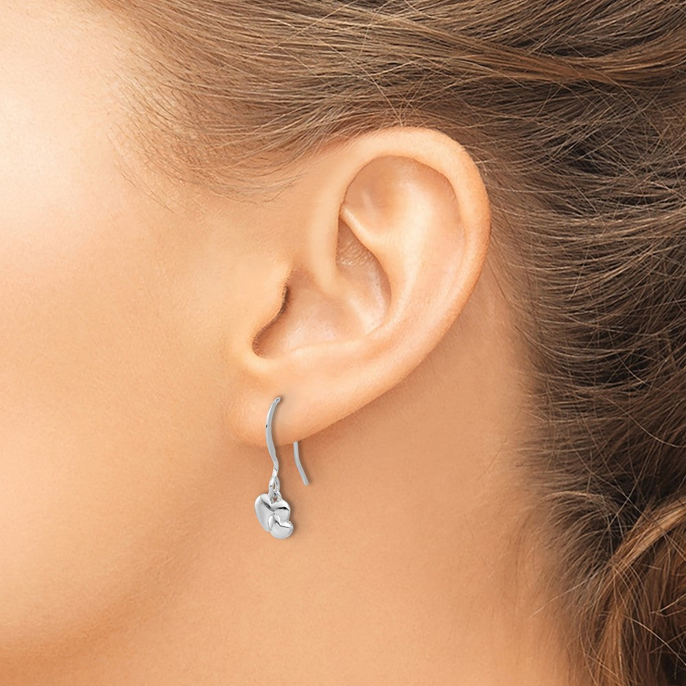 Sterling Silver Rhodium-Plated Hearts Dangle Earrings