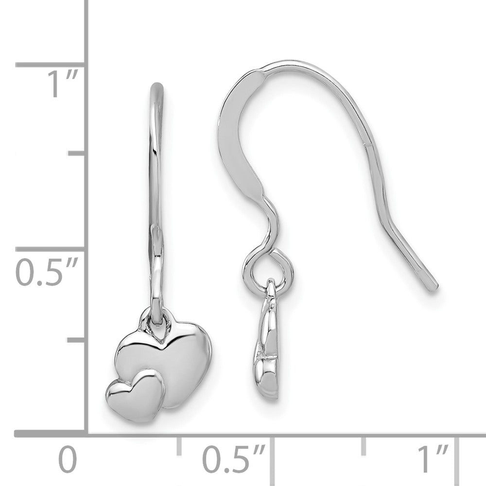Sterling Silver Rhodium-Plated Hearts Dangle Earrings