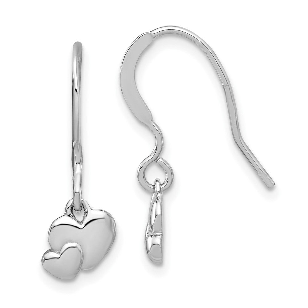 Sterling Silver Rhodium-Plated Hearts Dangle Earrings
