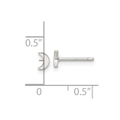 Sterling Silver E-Coating Moon Post Earrings