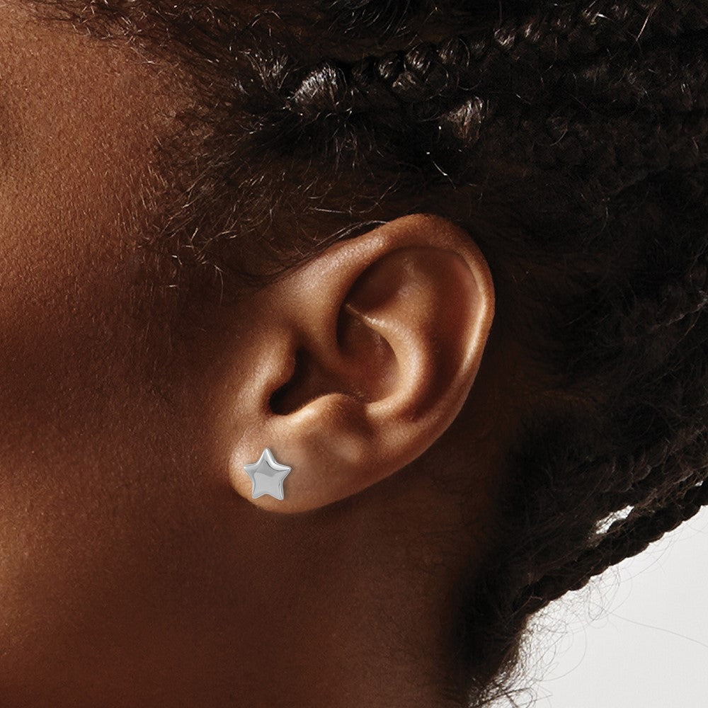 Sterling Silver Rhodium-Plated Star Post Earrings