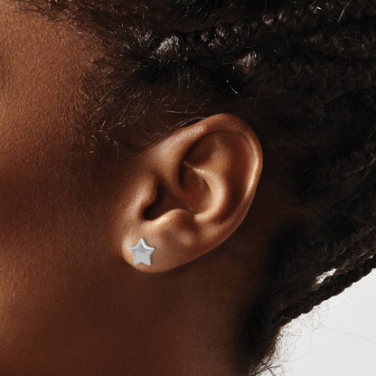 Sterling Silver Rhodium-Plated Star Post Earrings