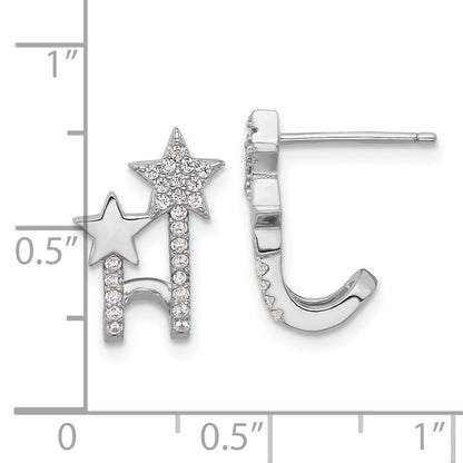 Sterling Silver Rhodium-Plated CZ Star Cuff Post Earrings