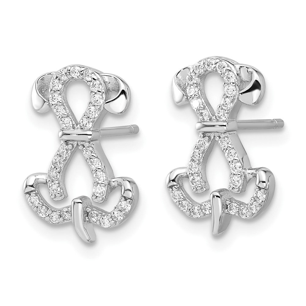 Sterling Silver Rhodium-Plated CZ Dog Post Earrings