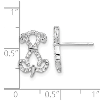 Sterling Silver Rhodium-Plated CZ Dog Post Earrings