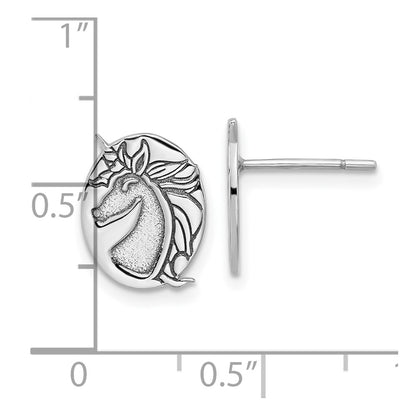 Sterling Silver Rhodium-Plated Unicorn Post Earrings