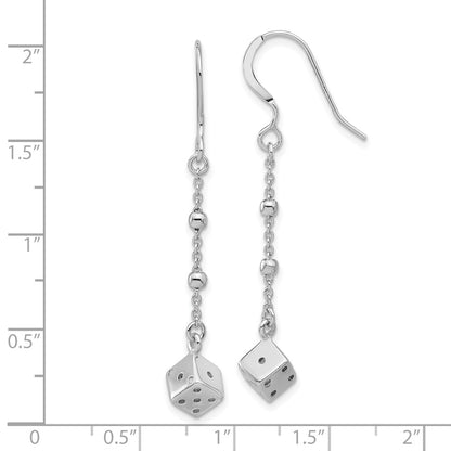 Sterling Silver Rhodium-Plated Dice and Beads Dangle Earrings
