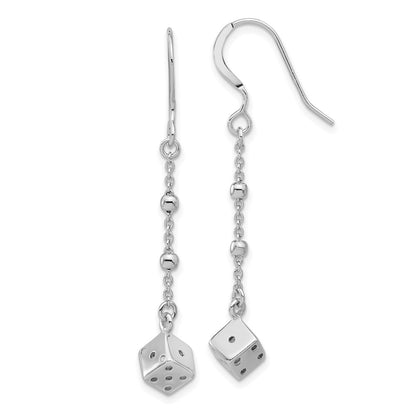 Sterling Silver Rhodium-Plated Dice and Beads Dangle Earrings