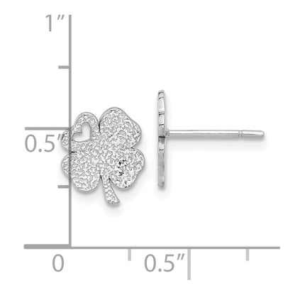 Sterling Silver Rhodium-Plated Textured Clover Post Earrings