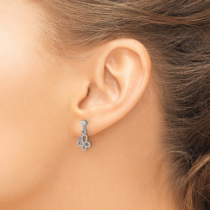 Sterling Silver Rhodium-Plated Butterfly Post Dangle Drop Earrings