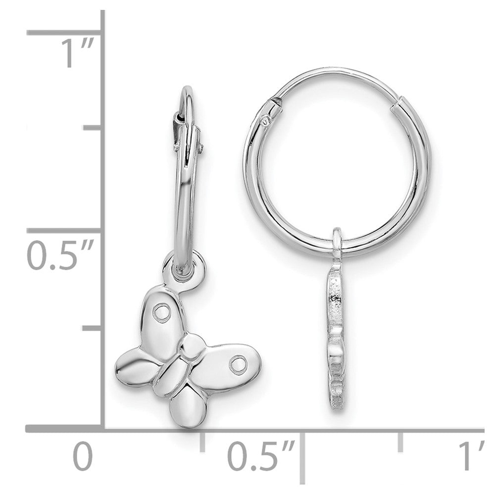 Sterling Silver Rhodium-Plated Madi K Butterfly Hoop Earrings