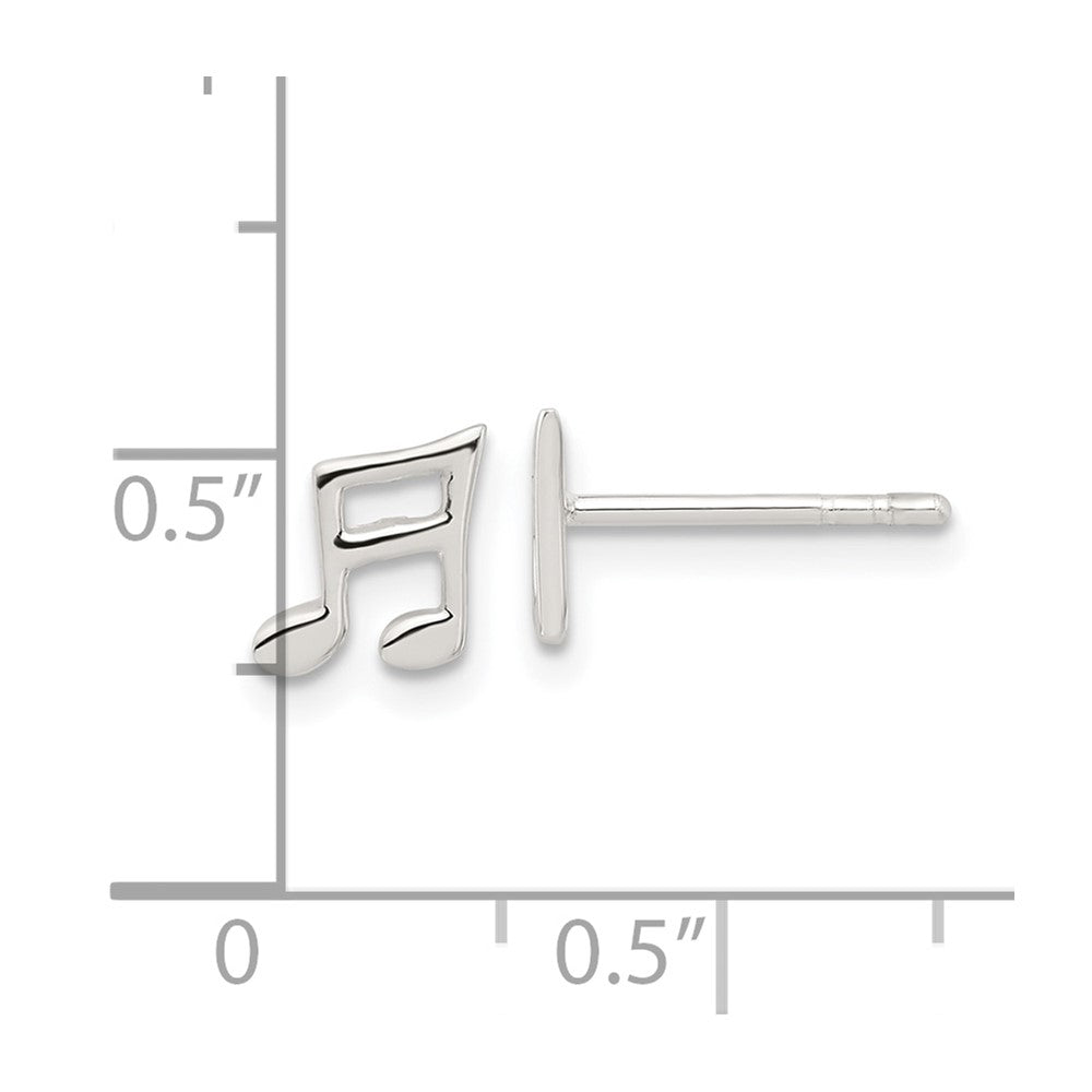 Sterling Silver E-Coated Music Note Post Earrings
