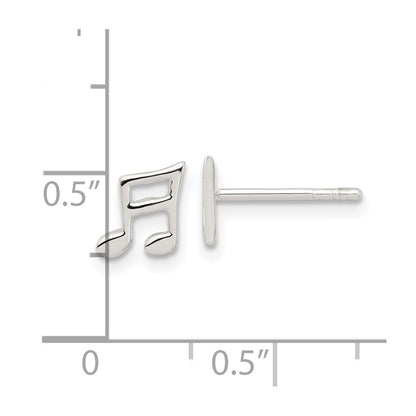 Sterling Silver E-Coated Music Note Post Earrings