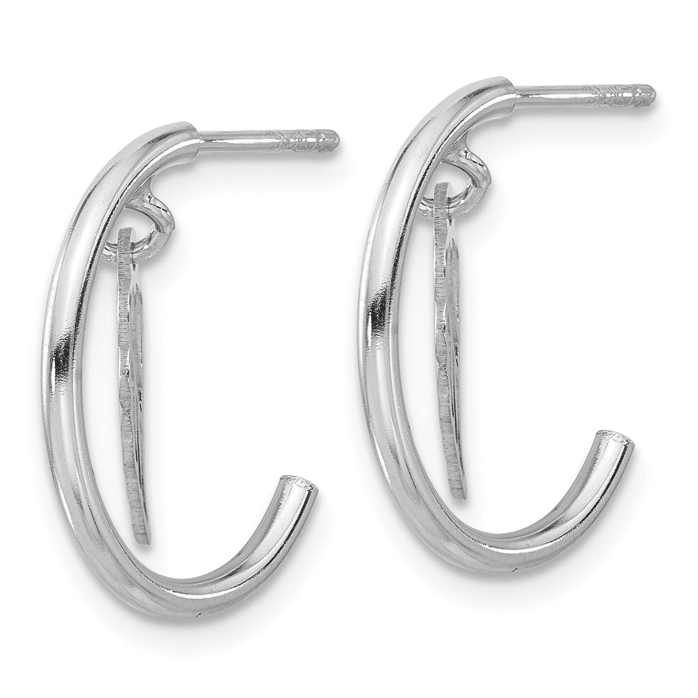 Sterling Silver Rhodium Plated Polished Wings Dangle Post C-Hoop Earrings