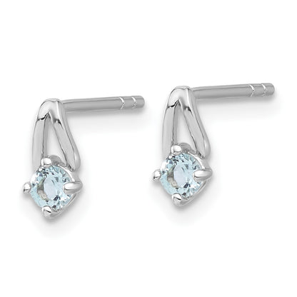 Sterling Silver Rhodium-Plated .26BT Blue Topaz Post Earrings