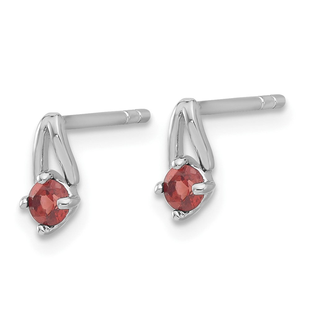 Sterling Silver Rhodium-Plated .28GA Garnet Post Earrings