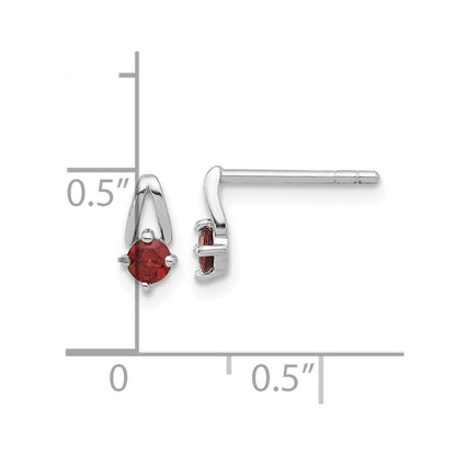 Sterling Silver Rhodium-Plated .28GA Garnet Post Earrings
