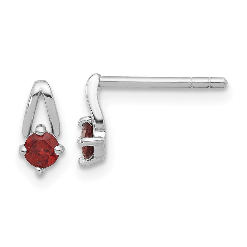 Sterling Silver Rhodium-Plated .28GA Garnet Post Earrings