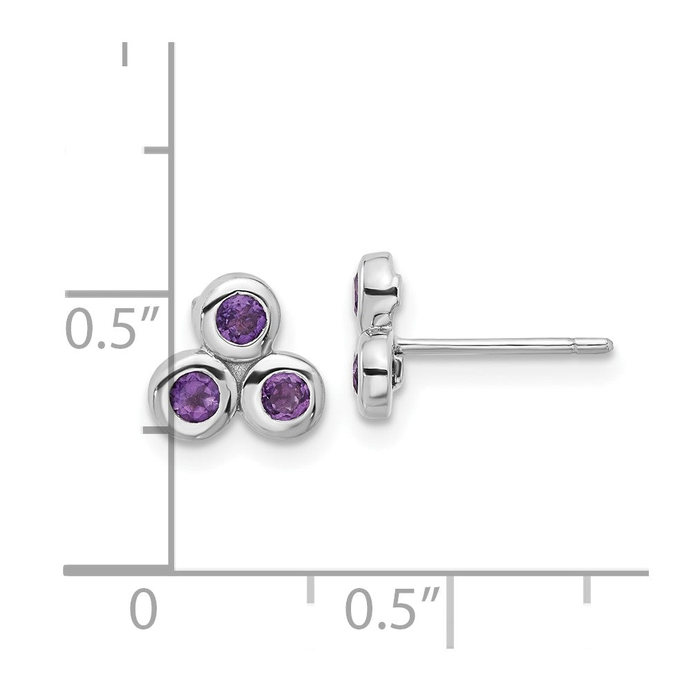 Sterling Silver Rhodium-Plated Amethyst Post Earrings