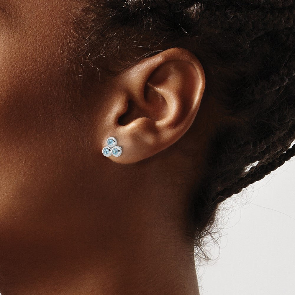 Sterling Silver Rhodium-Plated Light Swiss Blue Topaz Post Earrings