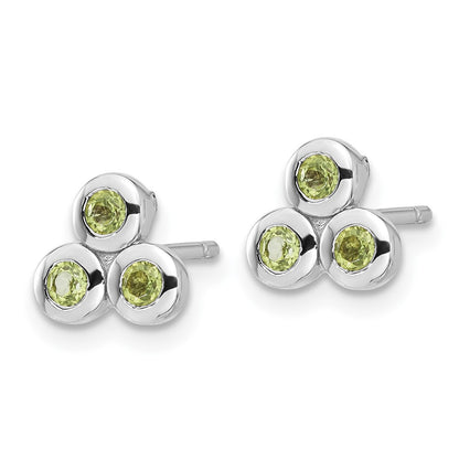 Sterling Silver Rhodium-Plated Peridot Post Earrings