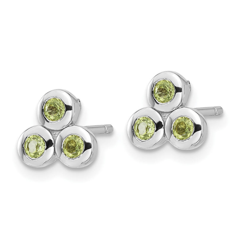 Sterling Silver Rhodium-Plated Peridot Post Earrings