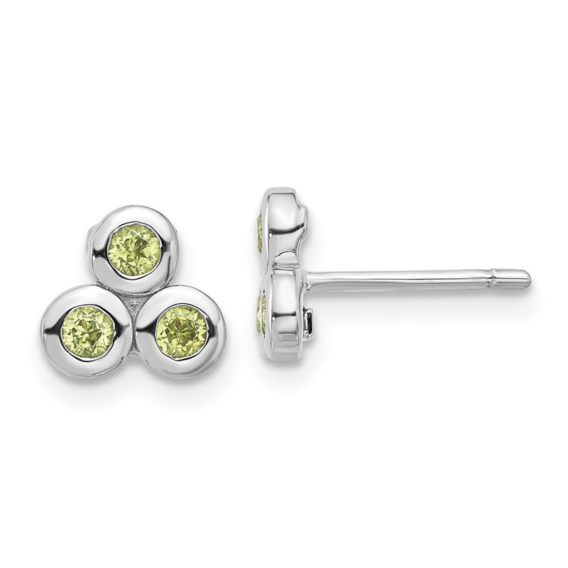 Sterling Silver Rhodium-Plated Peridot Post Earrings