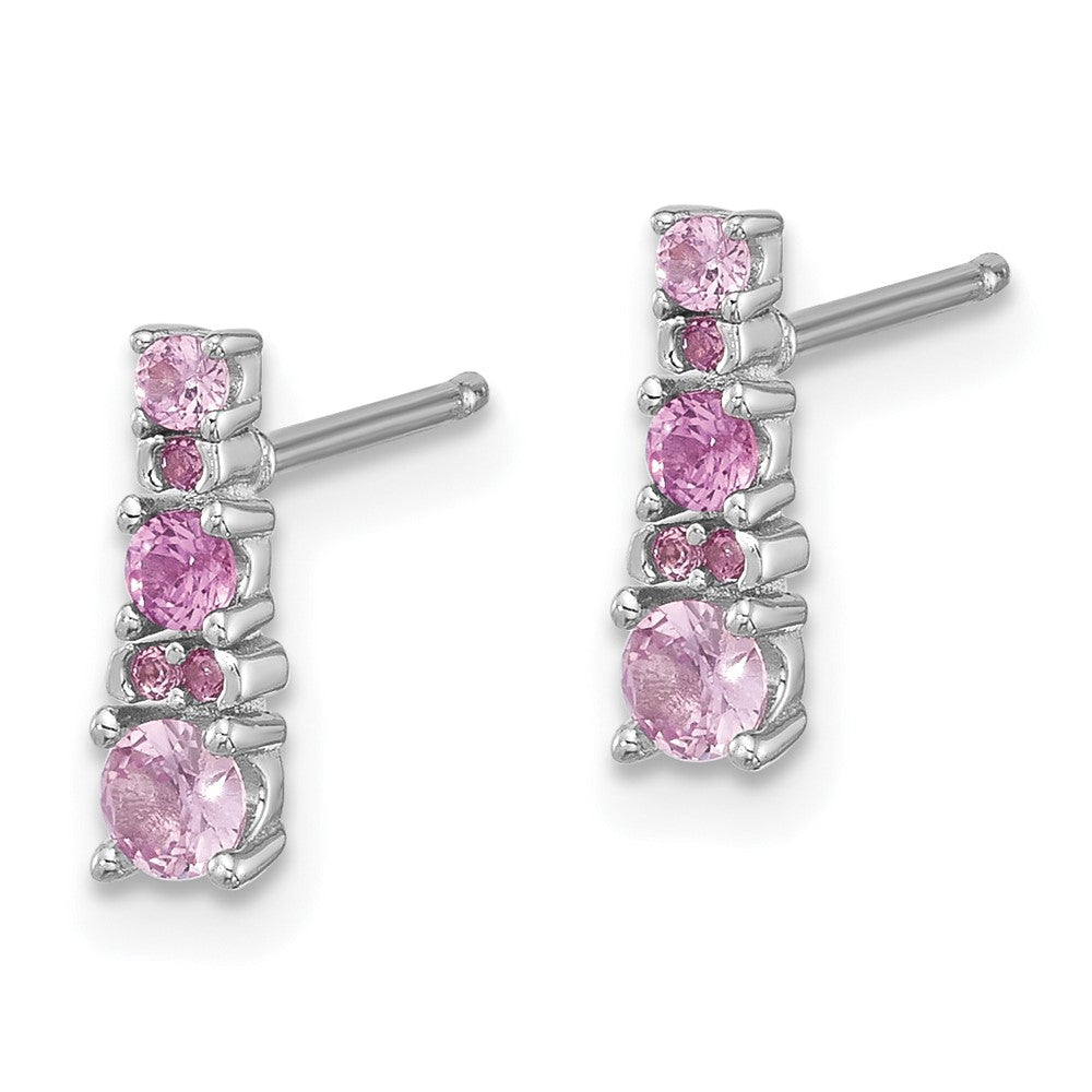 Sterling Silver Rhodium Plated .52Cr Pink Sapphire/.03Cr White Sapphire Earrings
