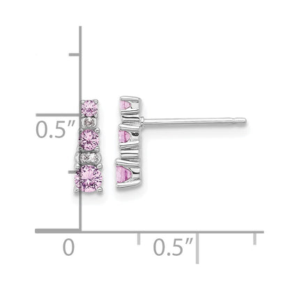 Sterling Silver Rhodium Plated .52Cr Pink Sapphire/.03Cr White Sapphire Earrings