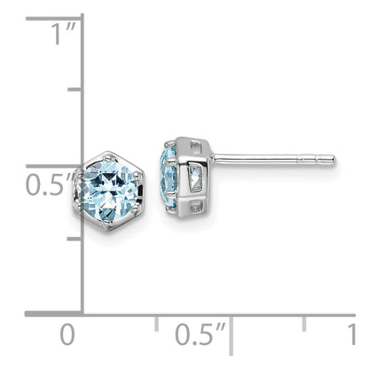 Sterling Silver Rhodium-Plated Polished Sky Blue Topaz Post Earrings