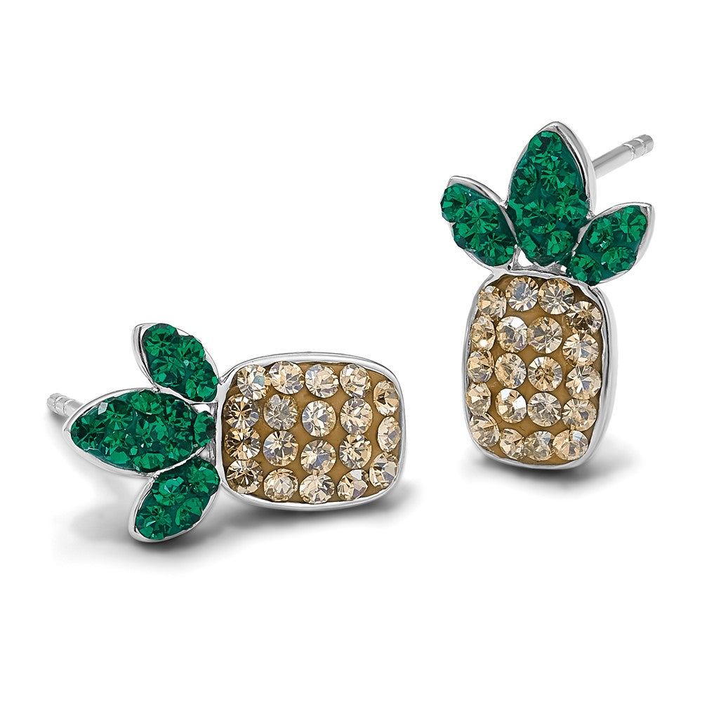 Sterling Silver Rhodium Plated Polished Abalone Shell Post Earrings